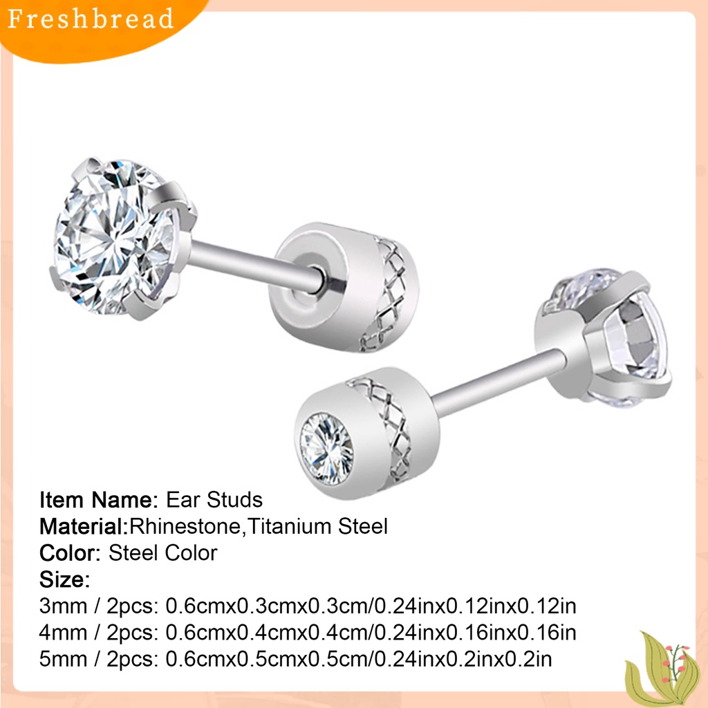&lt; Freshbread &gt; Anting Giwang Fashionable Unisex Berlian Imitasi Bulat Cubic Zirconia Titanium Steel Untuk Hadiah