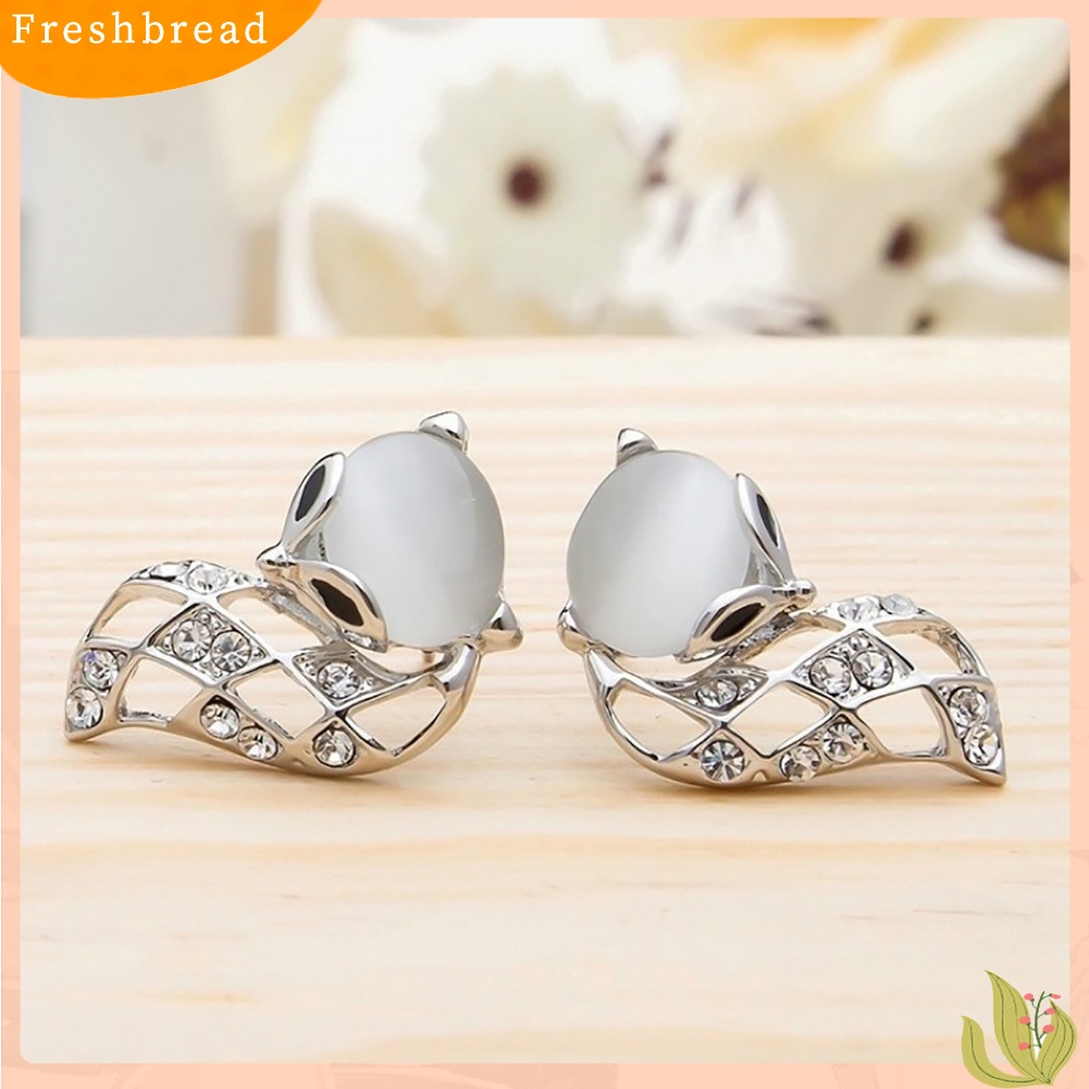 &lt; Freshbread &gt; Wanita Fashion Berongga Rubah Imitasi Opal Berlian Imitasi Telinga Studs Pesta Club Earrings