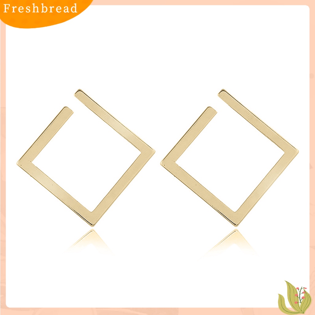 &lt; Freshbread &gt; 1pasang Berlebihan Square Women Earrings Alloy Geometrical Opening Stud Earrings Perhiasan Fashion