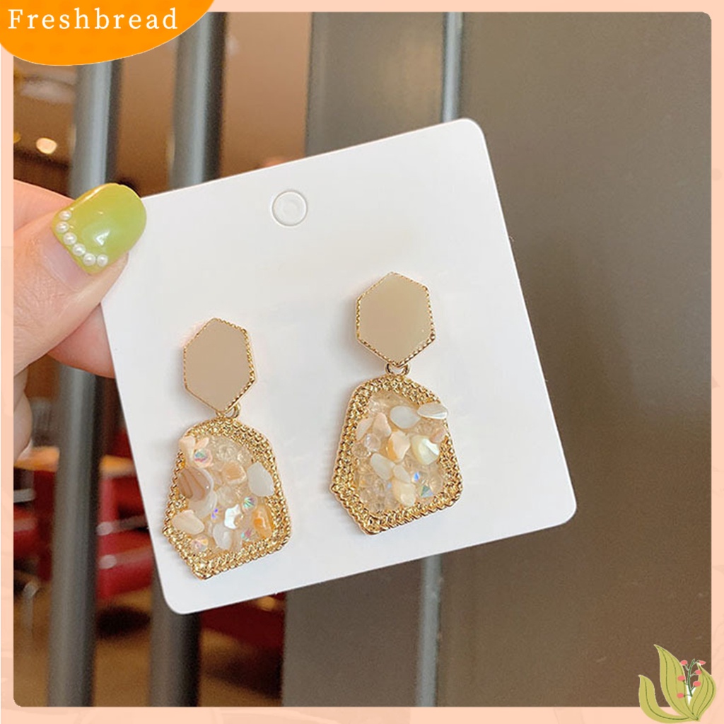 &lt; Freshbread &gt; Anting Tetes Penampilan Elegan Mulia Aksesoris Perhiasan Retro Anting Tusuk Batu Alam Untuk Pesta