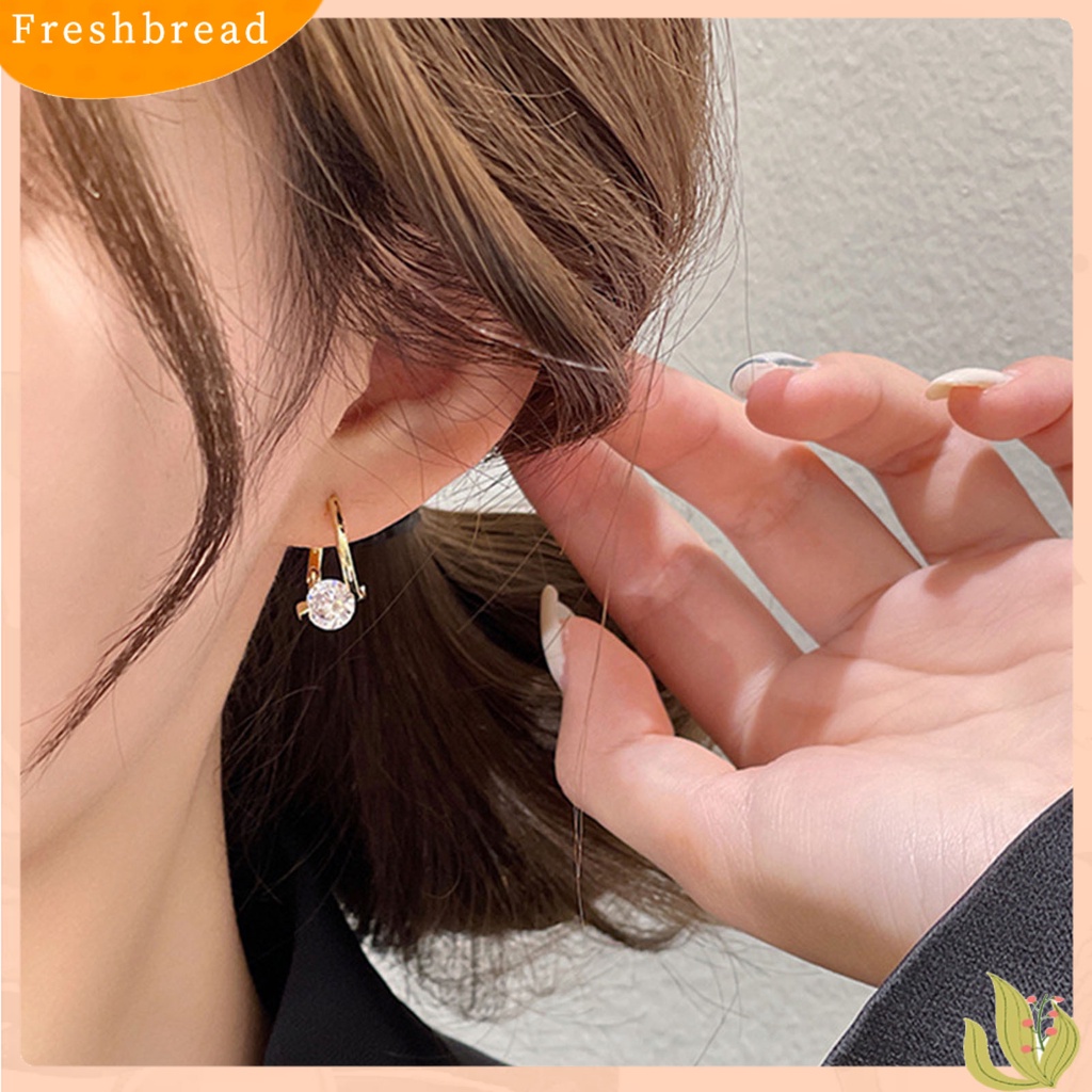 &lt; Freshbread &gt; 1pasang Wanita Anting Geometris Berlian Imitasi Perhiasan Berkilau Cubic zirconia Stud Earrings Hadiah Ulang Tahun