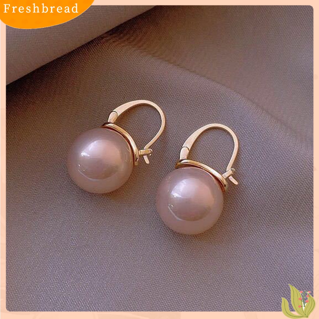 &lt; Freshbread &gt; 1pasang Anting Lady Drop Mutiara Imitasi Dikontrak Anting Menjuntai Geometris Vintage Elegan Untuk Hadiah