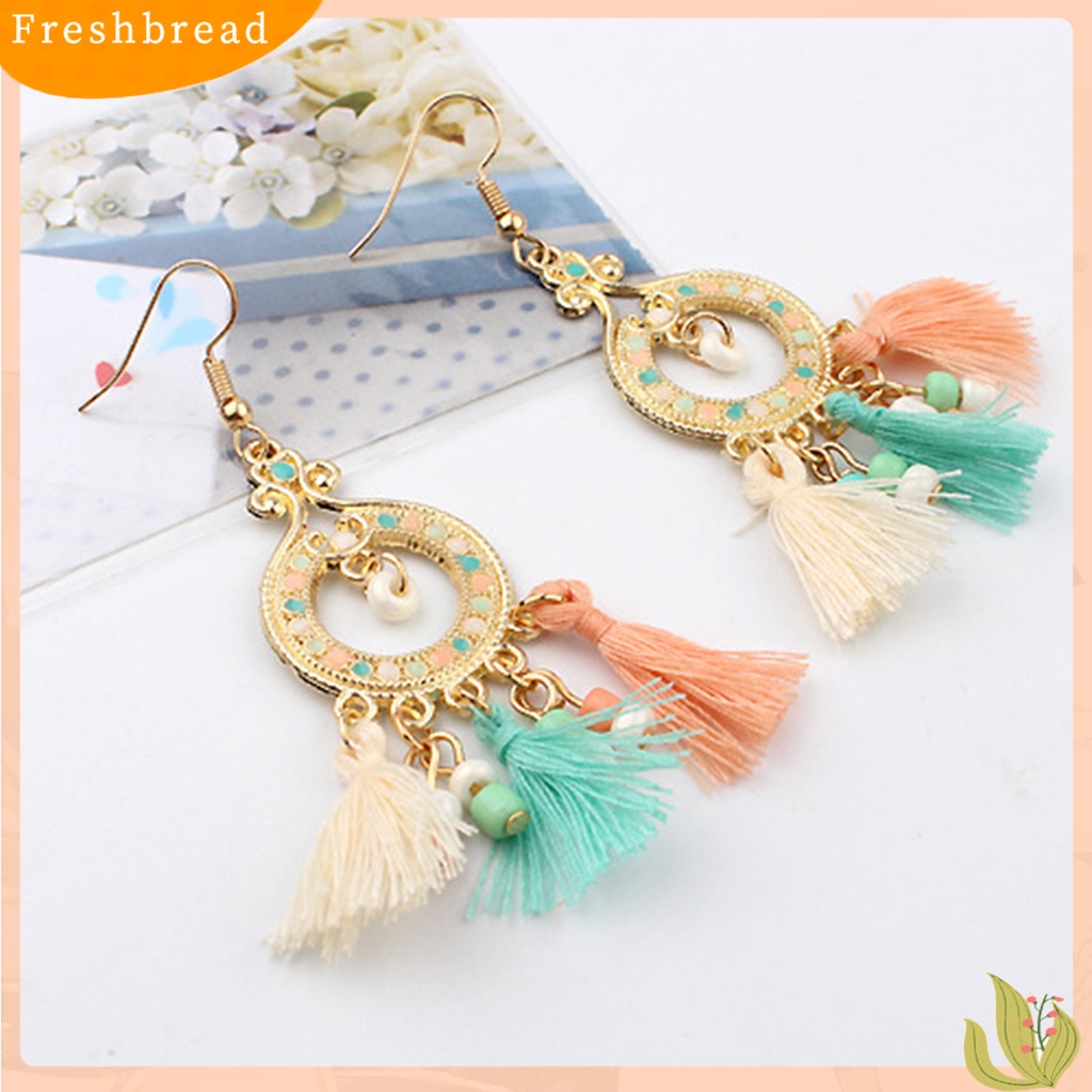&lt; Freshbread &gt; Anting Gaya Bohemian Rumbai Paduan Indah Drop Menjuntai Anting Kait Untuk Wanita