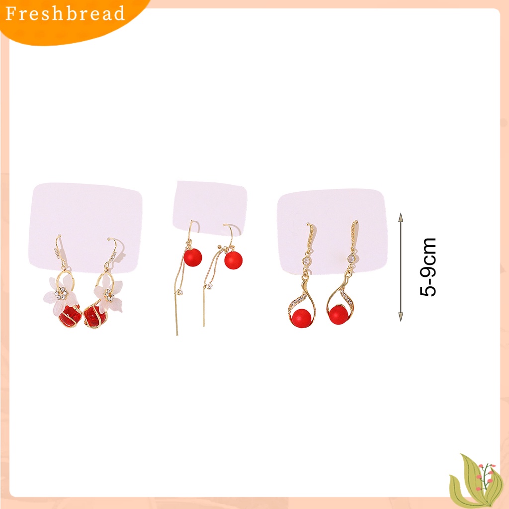 &lt; Freshbread &gt; 1pasang Anting Menjuntai Elegan Temperamental Indah Hias Meriah Wanita Manik-Manik Rumbai Liontin Anting Perhiasan Untuk Pacaran