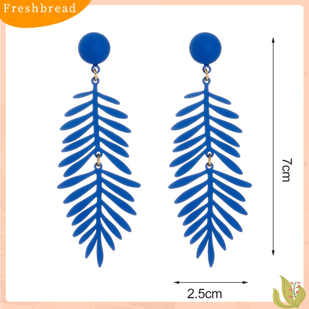 &lt; Freshbread &gt; 1pasang Anting Wanita Bentuk Daun Warna Solid Berlebihan Portable Friendly Untuk Kulit Hias Telinga Permen Warna Melubangi Hidup Perhiasan Anting Lady