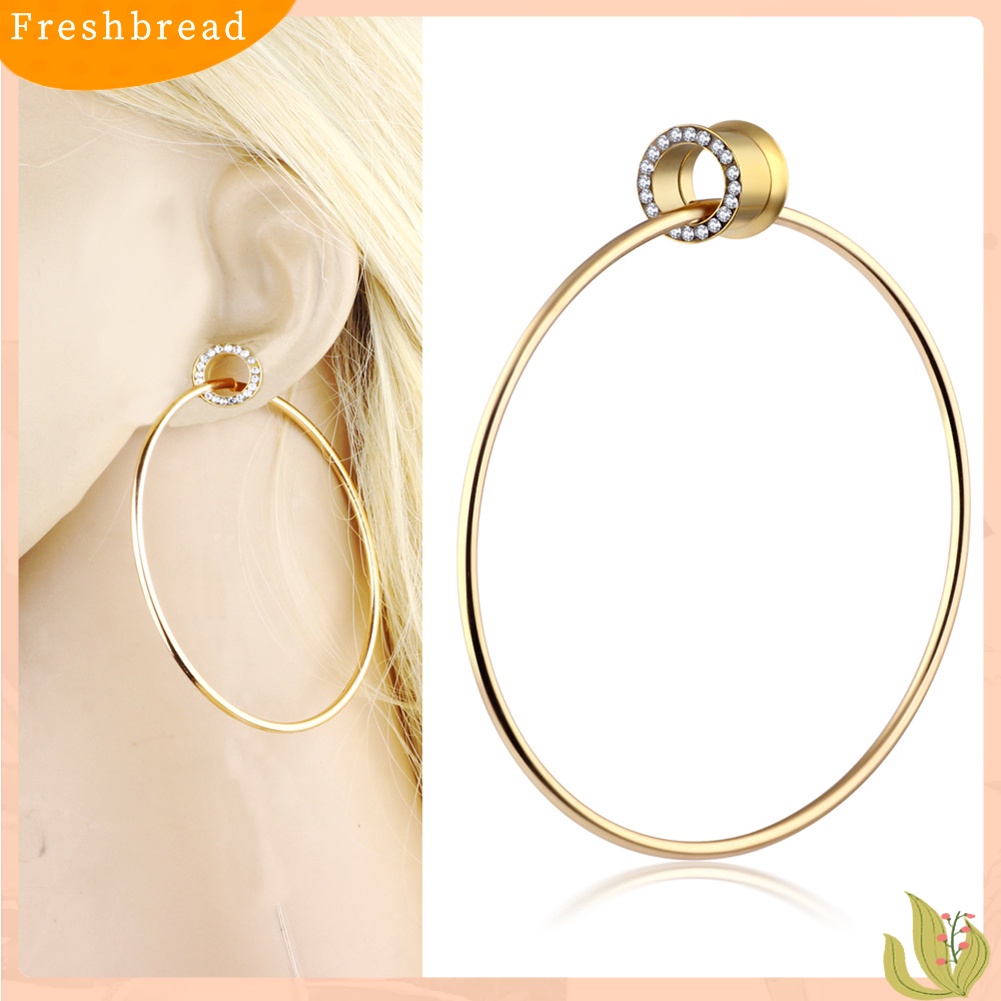 &lt; Freshbread &gt; 1Pc Wanita Berlian Imitasi Lingkaran Menjuntai Ear Plug Tandu Expander Piercing Perhiasan