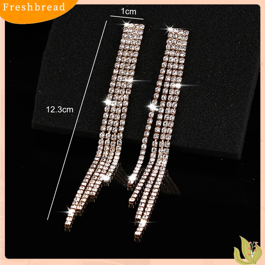 &lt; Freshbread &gt; 1pasang Drop Earrings Rhinestones Jumbai Perhiasan Bersinar Gaya Korea Anting Menjuntai Untuk Pesta Pernikahan Perjamuan Prom