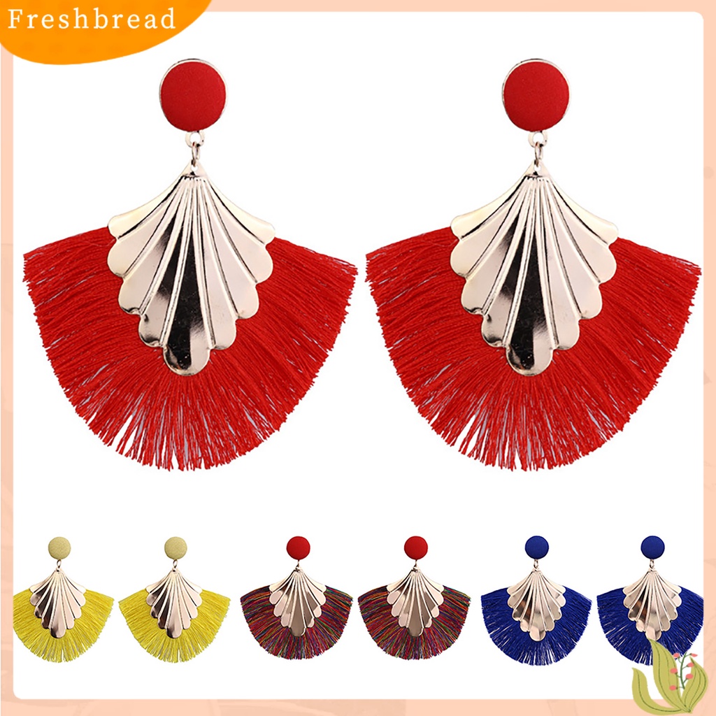< Freshbread > 1pasang Wanita Kreatif Bohemia Berpohon Bentuk Kipas Menjuntai Anting Perhiasan Hadiah Untuk Pesta