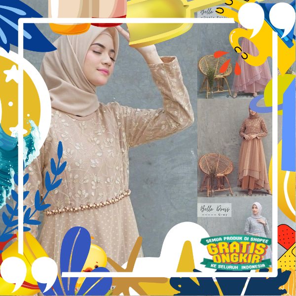 [BANTING HARGA] BELLE DRESS MAXY//GAMIS WANITA MUSLIM TILE 2 LAYER//MODEL KEKINIAN REMAJA ANAK MODER