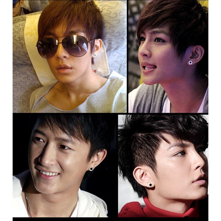 Aksesoris Perhiasan Fashion Goldkingdom Ready Stock Pria Lapis Perak &amp;#039; s Anting Versi Korea Dari Perhiasan Tremella Fashion Bulat Hitam Pertimbangan.