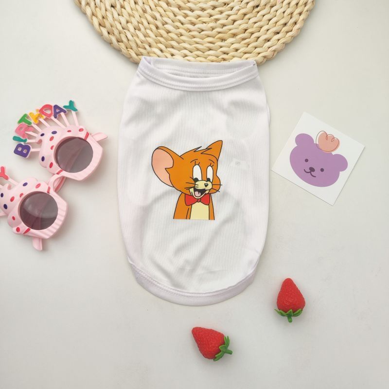 Rompi Anjing Tank Top Katun Anjing Mini Sedang Besar Baru Produk Pet Pakaian Gaya Tom and Jerry