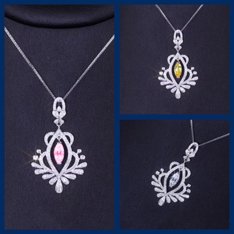 Goldkingdom Aksesoris Perhiasan Fashion Ready Stock Desain Canggih Bunga Merak Liontin Kalung