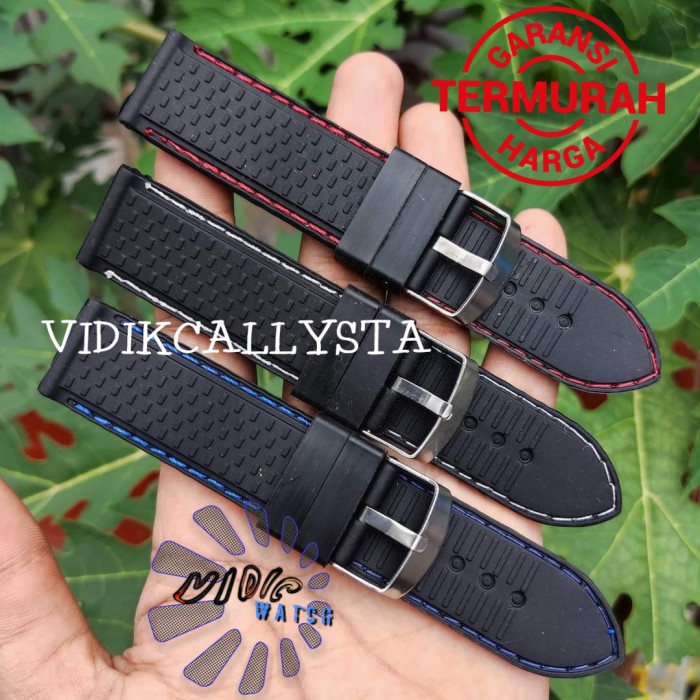 Strap Tali Jam Tangan Karet Rubber Hitam 22mm Berkualitas 22 MM