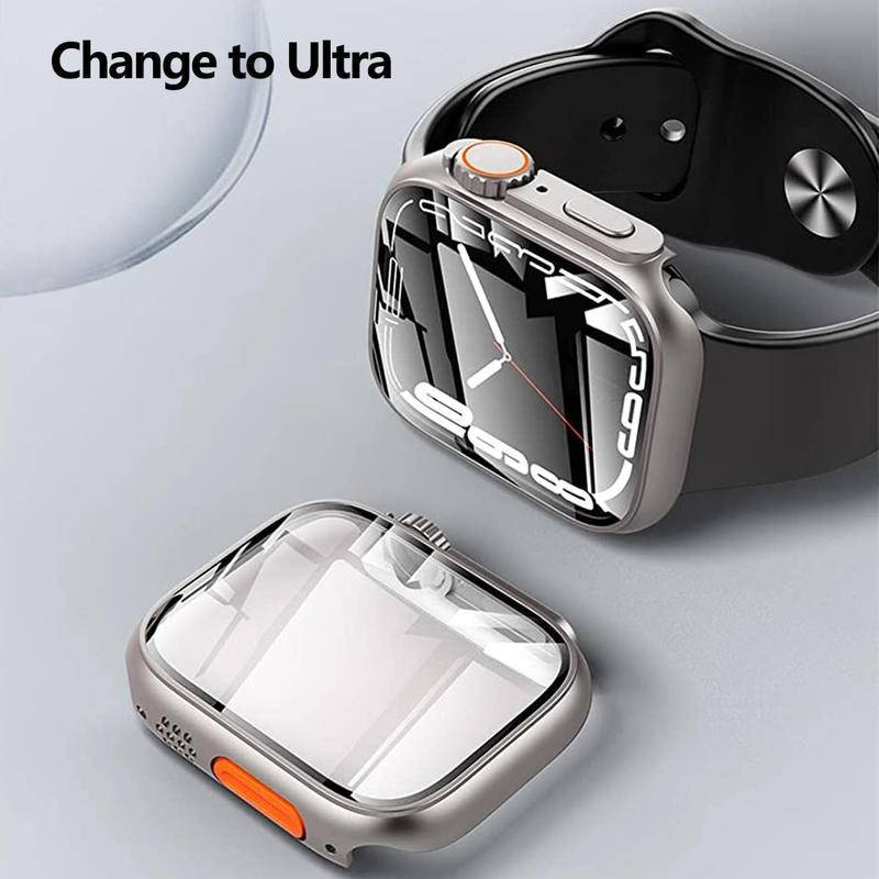 Upgrade Cover for Apple Watch Case SEries 8 7 6 5 4 Se 45mm 44mm 40mm 44mm Pelindung Layar PC Case Tempered Glass Change