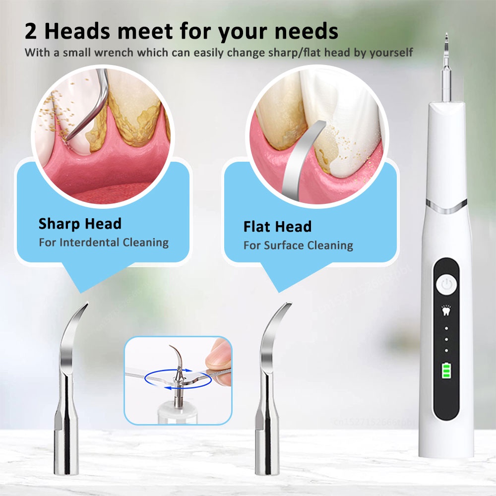 Ultrasonic Dental Scaling Alat Pembersih Karang Gigi Sonic Elektrik 1 Set 3 Modes Perawatan Plaque Scaler Tartar Eliminator Stains