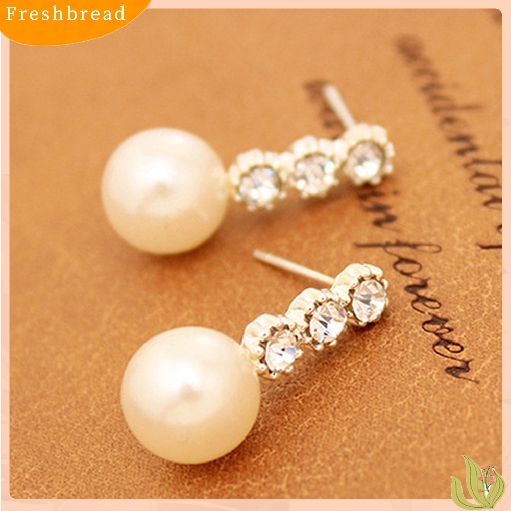 {In Stock} Anting Mutiara Imitasi Wanita Putih Berlian Imitasi Eardrop Ear Studs Perhiasan Pengantin Wanita