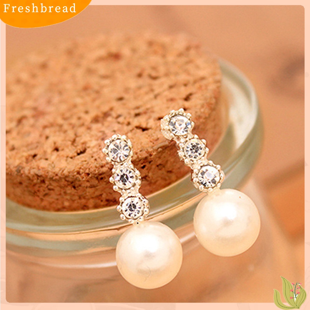 {In Stock} Anting Mutiara Imitasi Wanita Putih Berlian Imitasi Eardrop Ear Studs Perhiasan Pengantin Wanita