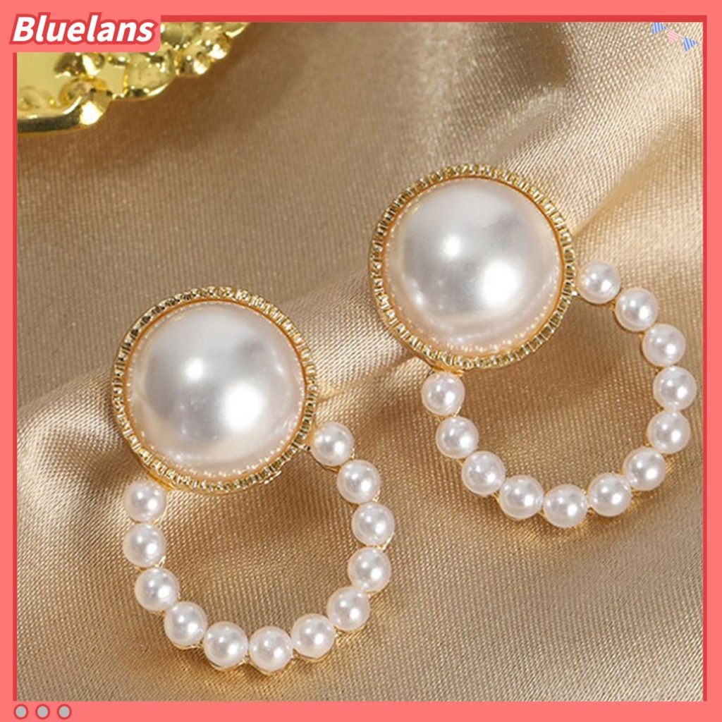 {In Stock} 1pasang Anting Wanita Gaya Perancis Retro Elegan Berlapis Emas Hypoallergenic Hadiah Fashion Perhiasan High Gloss Faux Pearl Cross Ladies Earrings Untuk Pesta