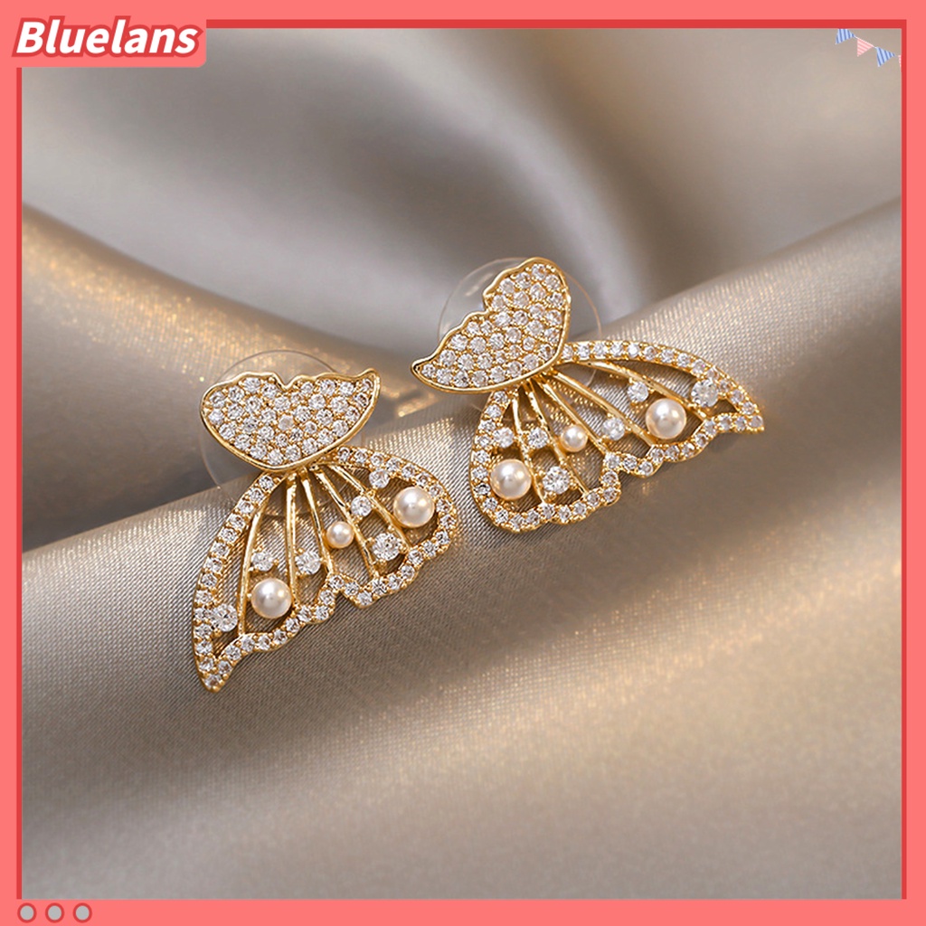 {In Stock} 1pasang Anting Wanita Trendy Pengerjaan Halus Desain Geometri Pesona Kupu-Kupu Telinga Giwang Untuk Pesta