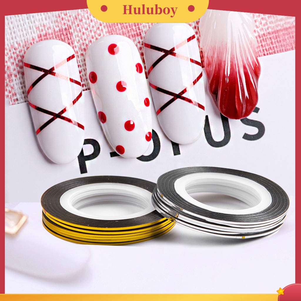 {In Stock} 10Pcs Stiker Kuku Indah DIY Stiker Tape Striping Kuku Ringan Untuk Wanita
