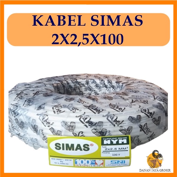 Kabel Listrik NYM 2 x 2.5mm SIMAS 1 Roll 100Y SNI Tembaga Murni Asli Untuk Listrik Standar PLN LMK