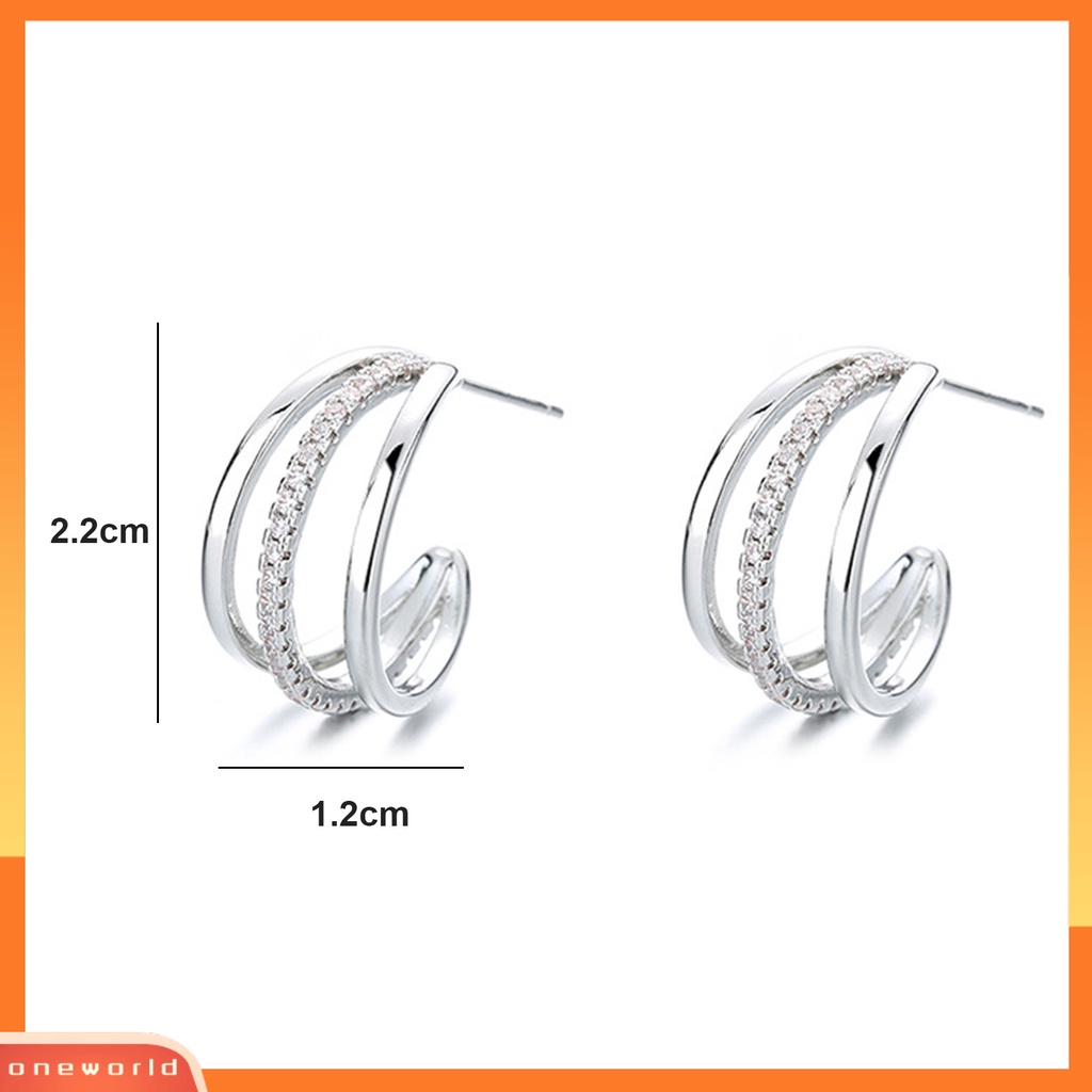 [OWR] 1pasang Stud Earrings Ear Wrap Piercing Shiny Minimalis Multiple Hoops Indah Electroplating Dekorasi Hypoallergenic Berlian Imitasi Tindik Cakar Anting-Anting Perhiasan Aksesori