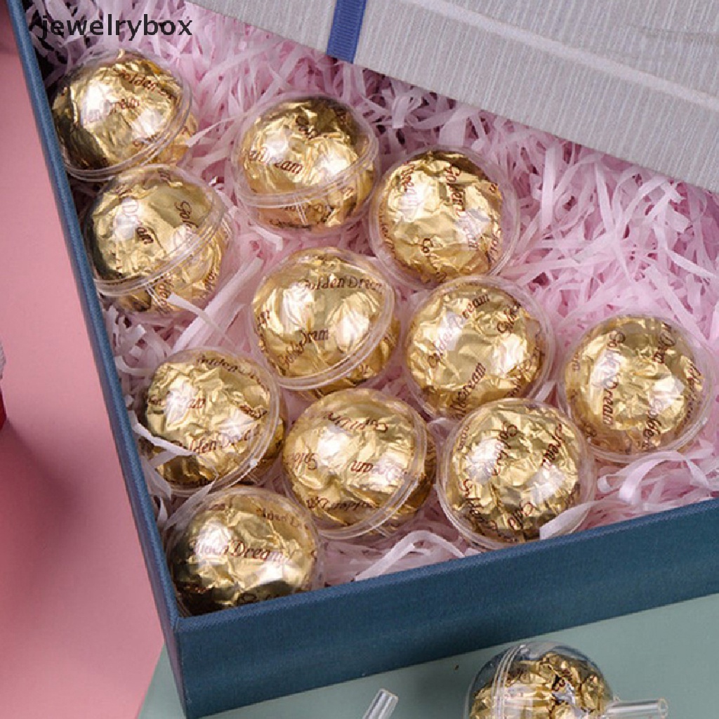 [jewelrybox] 10pcs Tempat Kotak Coklat Bening Plastik Coklat Truffle Bulat Gelas Coklat Butik