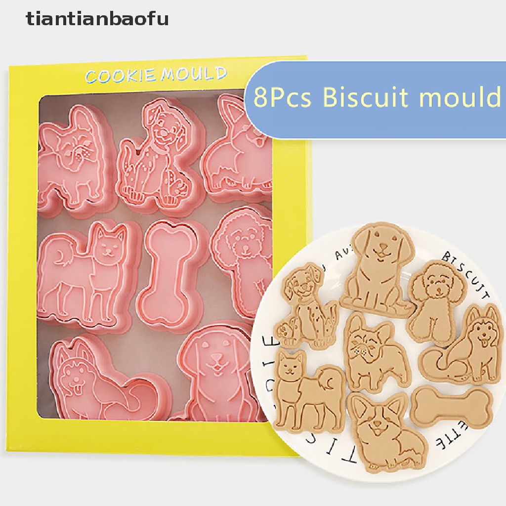 [tiantianbaofu] 8 Pcs Lucu Puppy Biskuit Cetakan DIY Teddy Dog Fondant Cookie Mold Alat Dekorasi Kue Cookie Cutters Pastry Moulds Perlengkapan Baking Butik