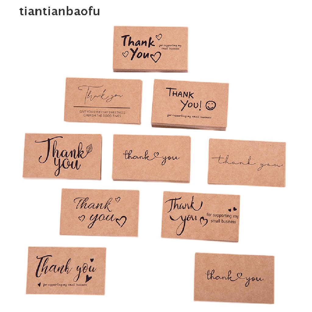 [tiantianbaofu] 10pcs Natural Kraft Paper Card Thank You For Your Order Card Untuk Dekorasi Butik