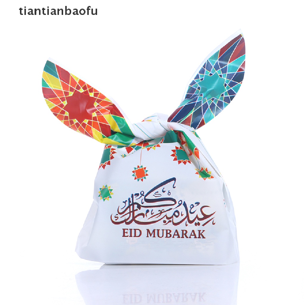 [tiantianbaofu] 50pcs Eid Mubarak Rabbit Ear Bags Candy Gift Bags Paket Festival Butik Ramadhan