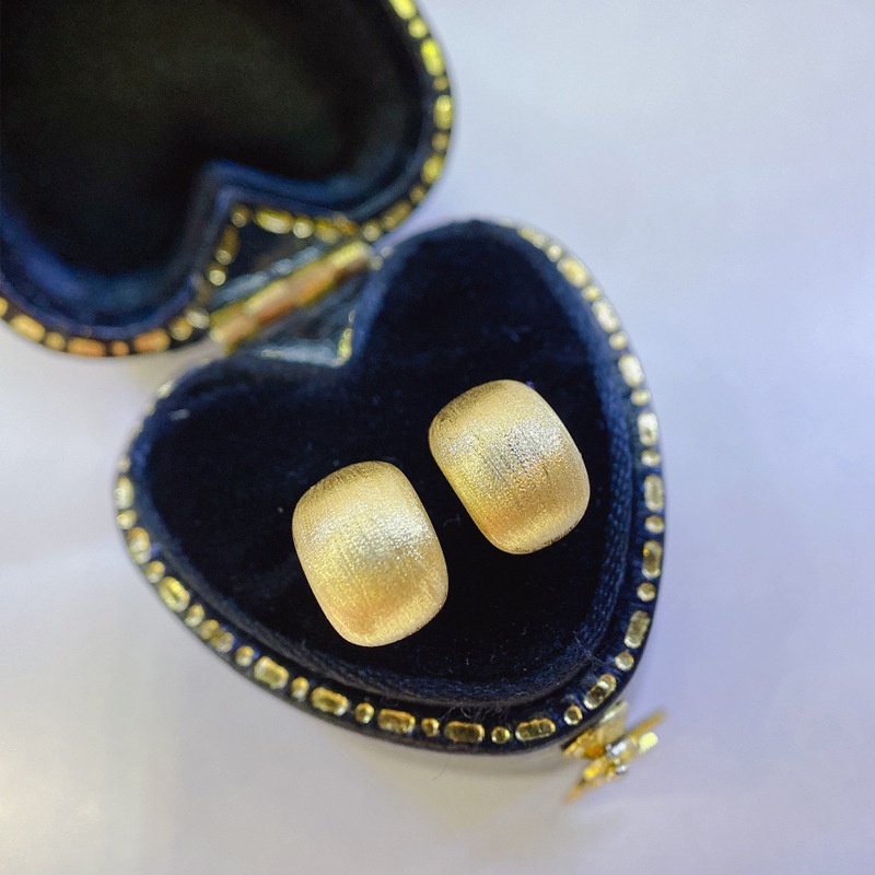 Goldkingdom Aksesoris Perhiasan Fashion Ready Stock Anting Stud Kain Sikat Tangan Itali Dengan Anting Glossy Lapis Emas