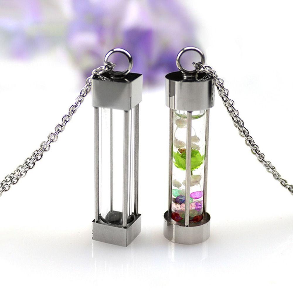 R-flower Wishing Bottle Necklace Unisex Transparan Kenang Kenangan Essential Oil