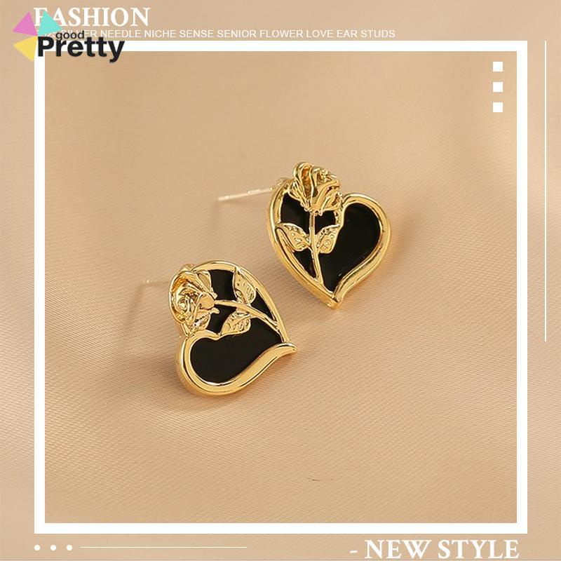 Anting S925 Korea anting bunga cinta  anting gaya Prancis untuk wanita - PD