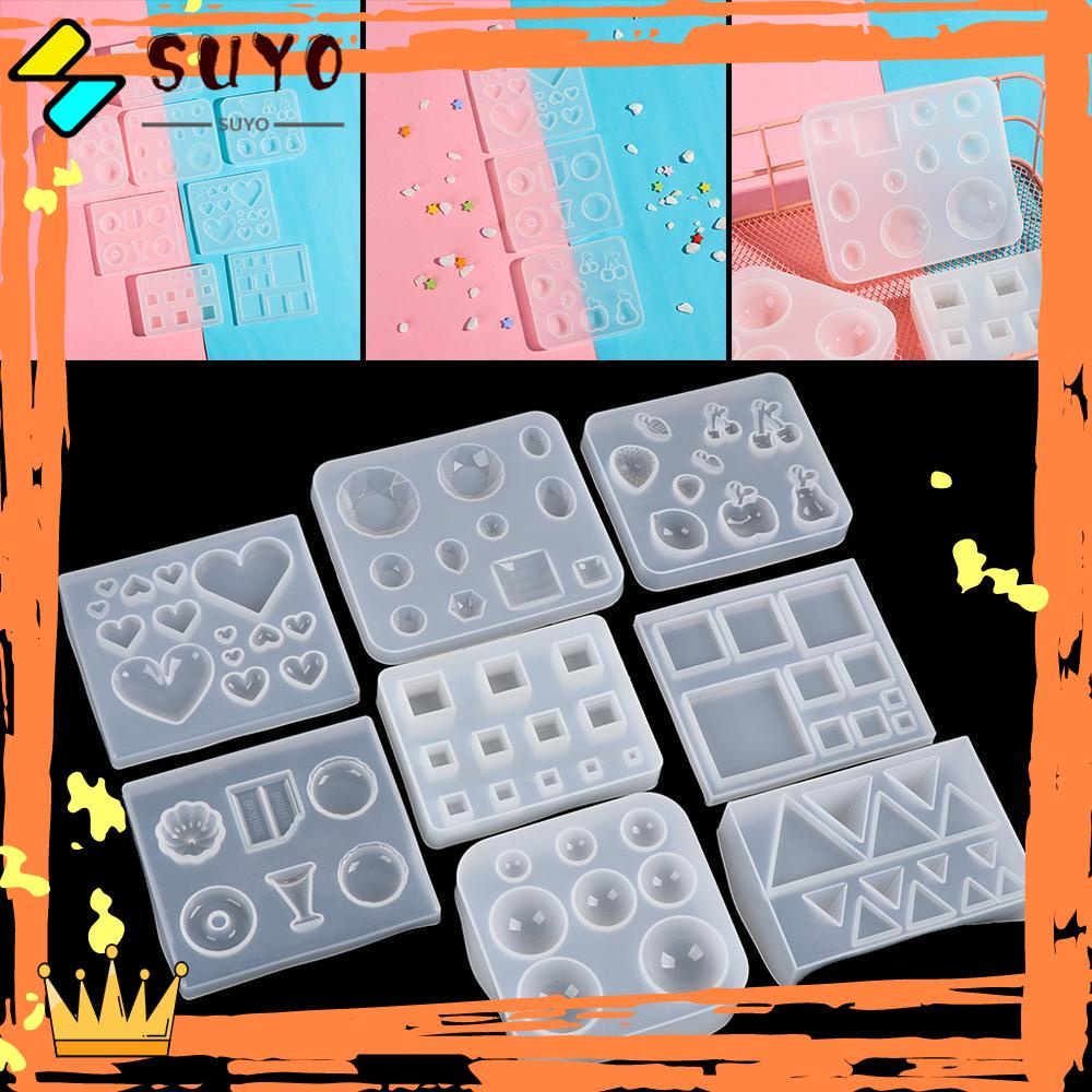 Suyo Cetakan Silikon Resin Kubus Segitiga Gantungan Kunci Kalung Transparan Liontin Mold