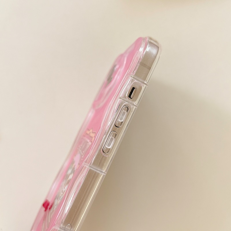 Untuk iPhone Case14 13 12 11 Pro Max Pink Wavy border Anti-drop preservation case