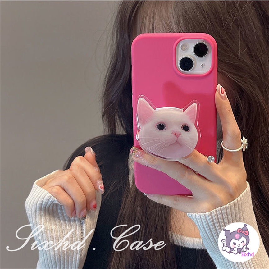 Ins Cute Cat Phone Bracket Kompatibel Untuk Semua Telepon Super Hot 3D Kartun Berkeringat Kucing Holder Dapat Digunakan Untuk Sikat Ditarik Portabel Video Menonton Desktop Artefak Orang Malas