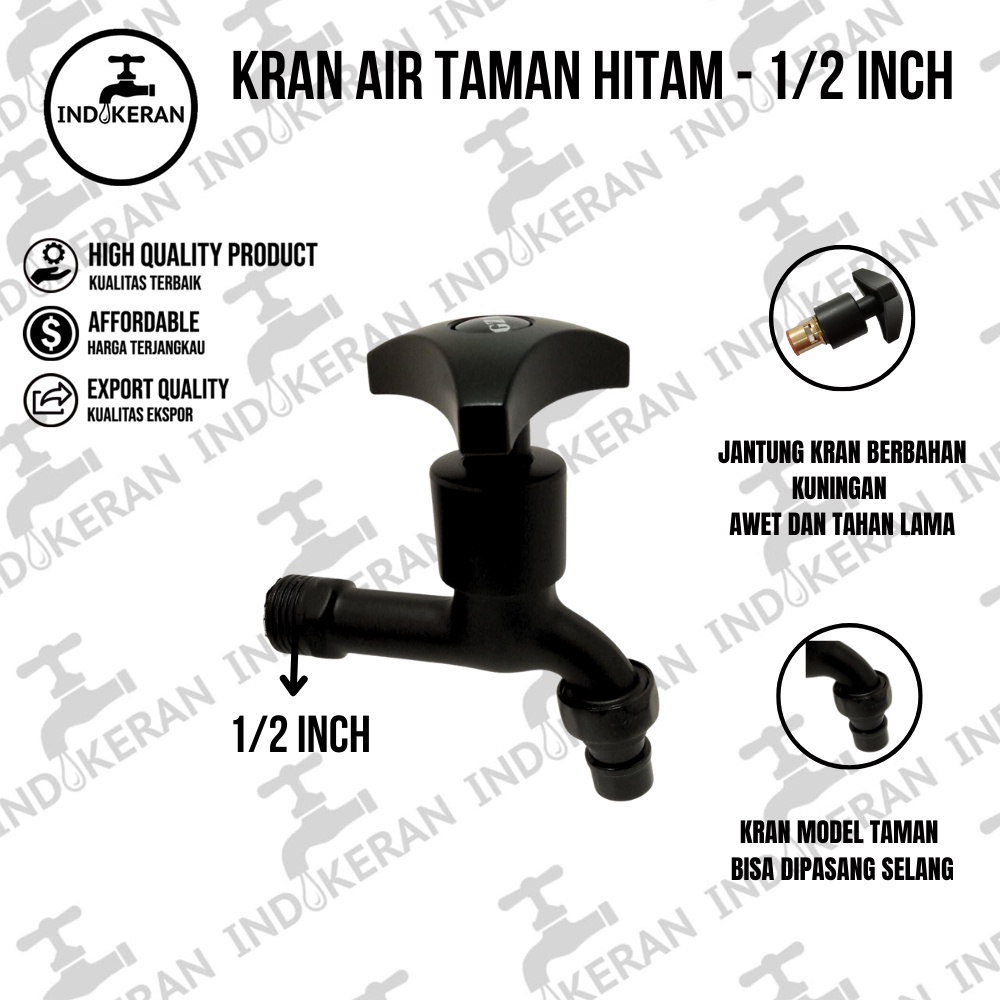 INDOKERAN - Kran Air Hitam Minimalis - 1/2 Inch