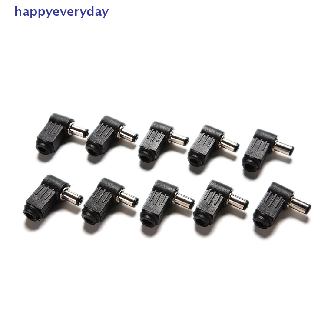 [happy] 10pcs Sudut Kanan 2.1x5.5mm 2.1mm DC Power Male Plug Solder Konektor Hitam [ID]