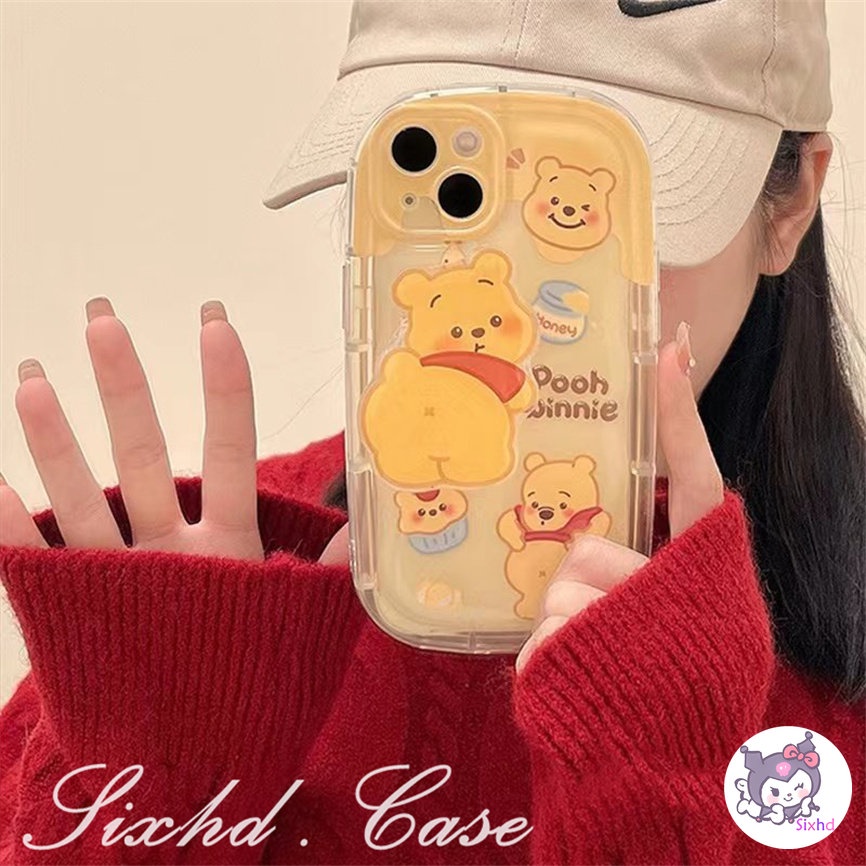 Untuk Samsung A23 A04 A03 A14 A13 A12 A22 A50 A50s A30s A32 A11 A54 A51 A52 A52s A72 M11 M22 M32 Casing Ponsel Kartun Winnie Bear+Stand Soft Cover