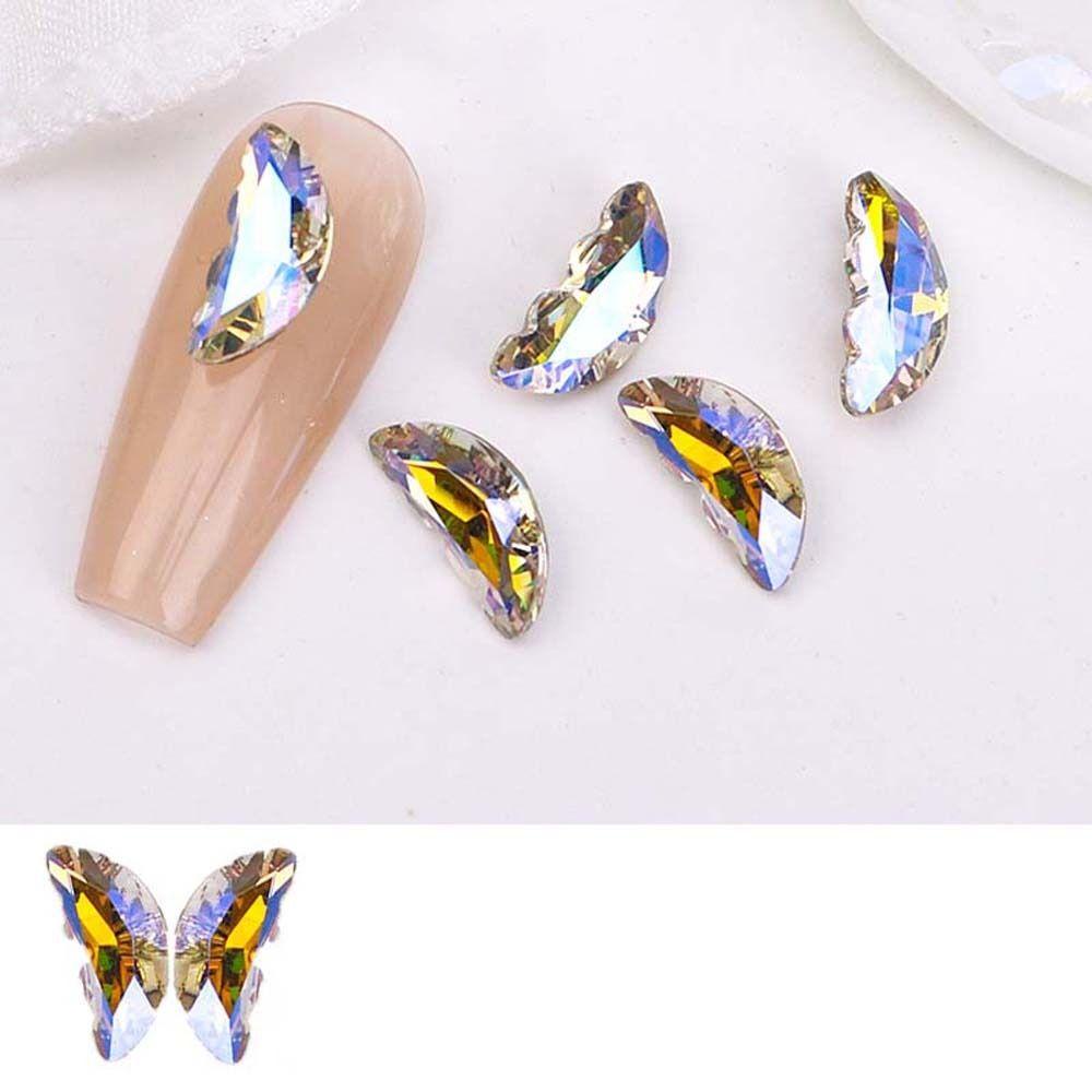 AUGUSTINA Agustina Butterfly Nail Rhinestones Nail Charms Wanita DIY Nail Art Manicure Aksesoris Jepang Aurora Butterfly 3D Nail Art Drills