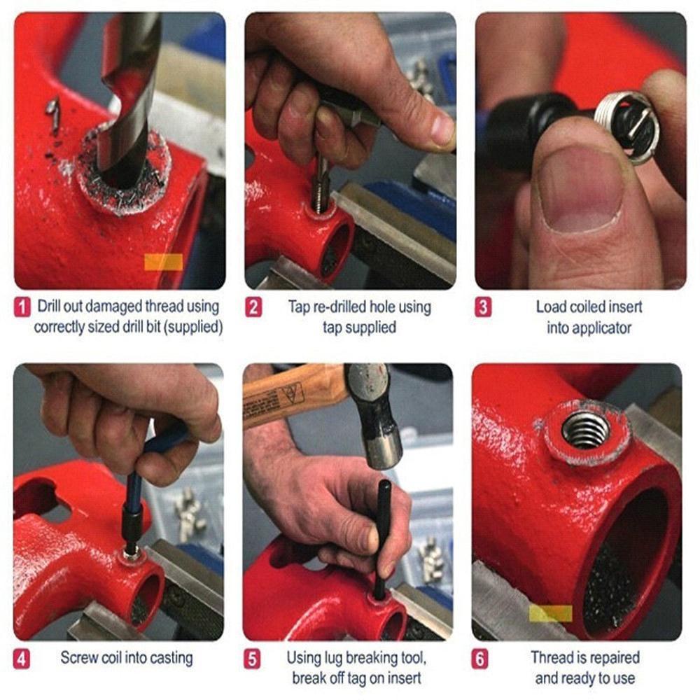 Populer 131Pcs Alat Perbaikan Benang Baru M5 M6 M8 M10 M12 HSS Drill Insert Instalasi Kit