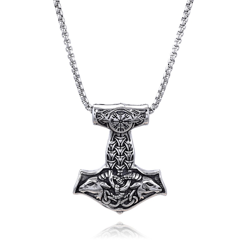 [Z H Perhiasan] Vintage Nordic Viking Ganda Antelope Domba Kepala Hip Hop Liontin Pria Dan Wanita Fashion Stainless Steel Kalung Punk Pesta Rock Perhiasan Aksesoris