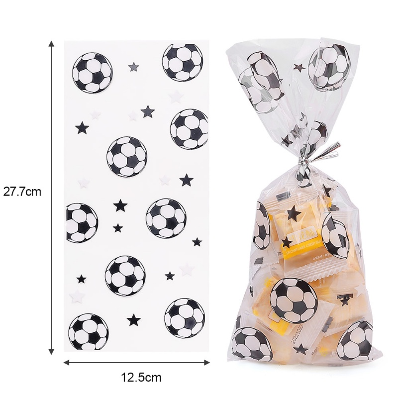 25pcs/set Tas Hadiah Plastik Sepak Bola Transparan Dengan Ikatan Twist/Kantong Nikmat Pesta Tema Sepak Bola Dunia