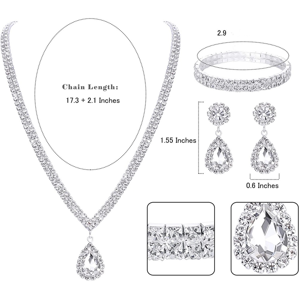 3pc/set Fashion Pengantin Kalung Anting Gelang Tetesan Mulia Dan Elegan Set Dekorasi