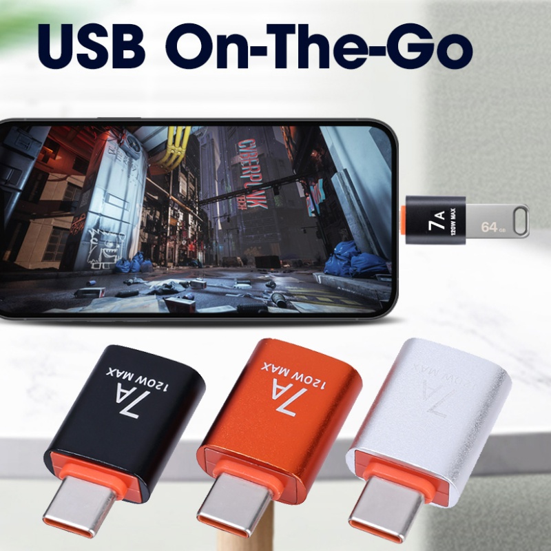 Adaptor Cas Tipe-C Ke USB3.0/Adaptor 7A Mini Alloy High-speed Untuk Laptop Tablet Handphone