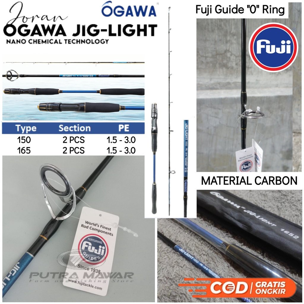 Joran Pancing Jigging Laut Ogawa Jig Light 150 165 Pe 1.5-3 Material Carbon Solid Ring Guide Fuji / 