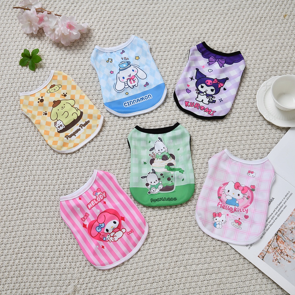 Pet Lucu Tank Top Kucing Dan Anjing Musim Panas Pakaian Keren Seri Sanrio Pakaian Bernapas