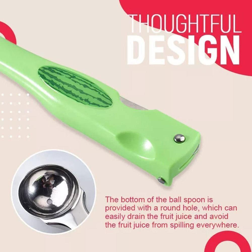 Populer Aksesoris Garpu Semangka Kreatif Stainless Steel Gadget Dapur Manual Watermelon Splitter Pulp Spoon