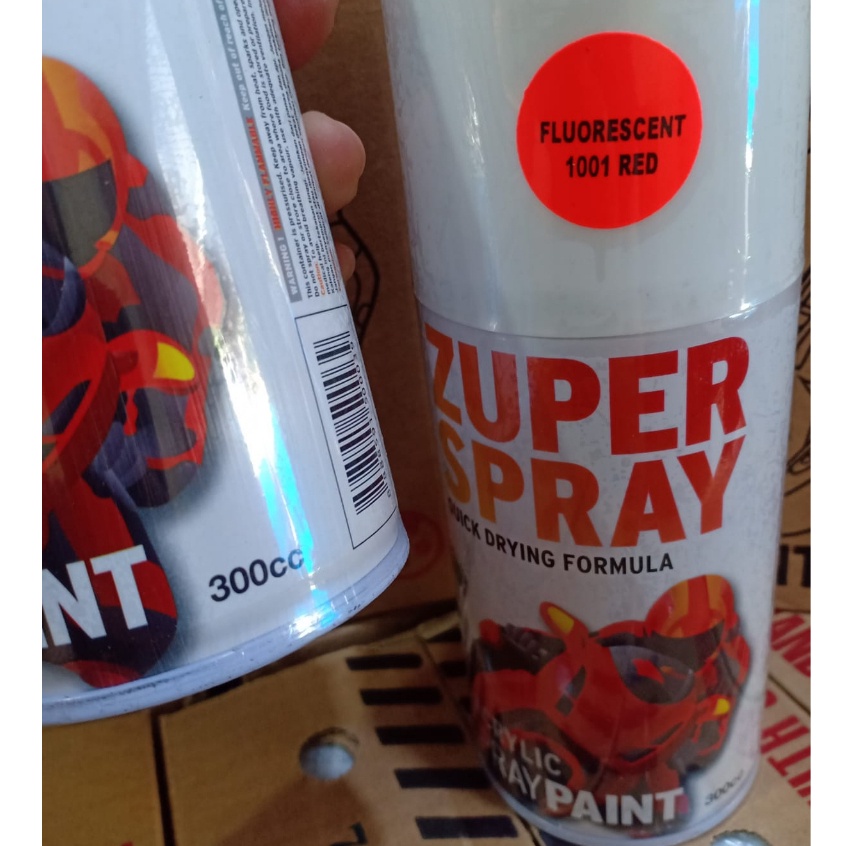 Zuper Spray Paint Pilok Pilox Cat Semprot Warna Fluorescent / Stabilo 300ml - Stabilo Red, Pink, Green, Blue, Yellow, Orange, Violet, Orange Yellow dan Magent (300cc)
