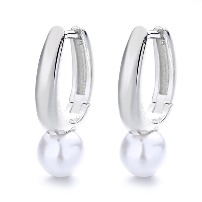 925 Sterling Silver Royal Baroque Pearl Ear Buckle Untuk Wanita Eropa 18 K Emas Sederhana Hoop Anting Pesta Perhiasan Hadiah